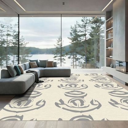 Gray Abstract Tribal Orb Rug