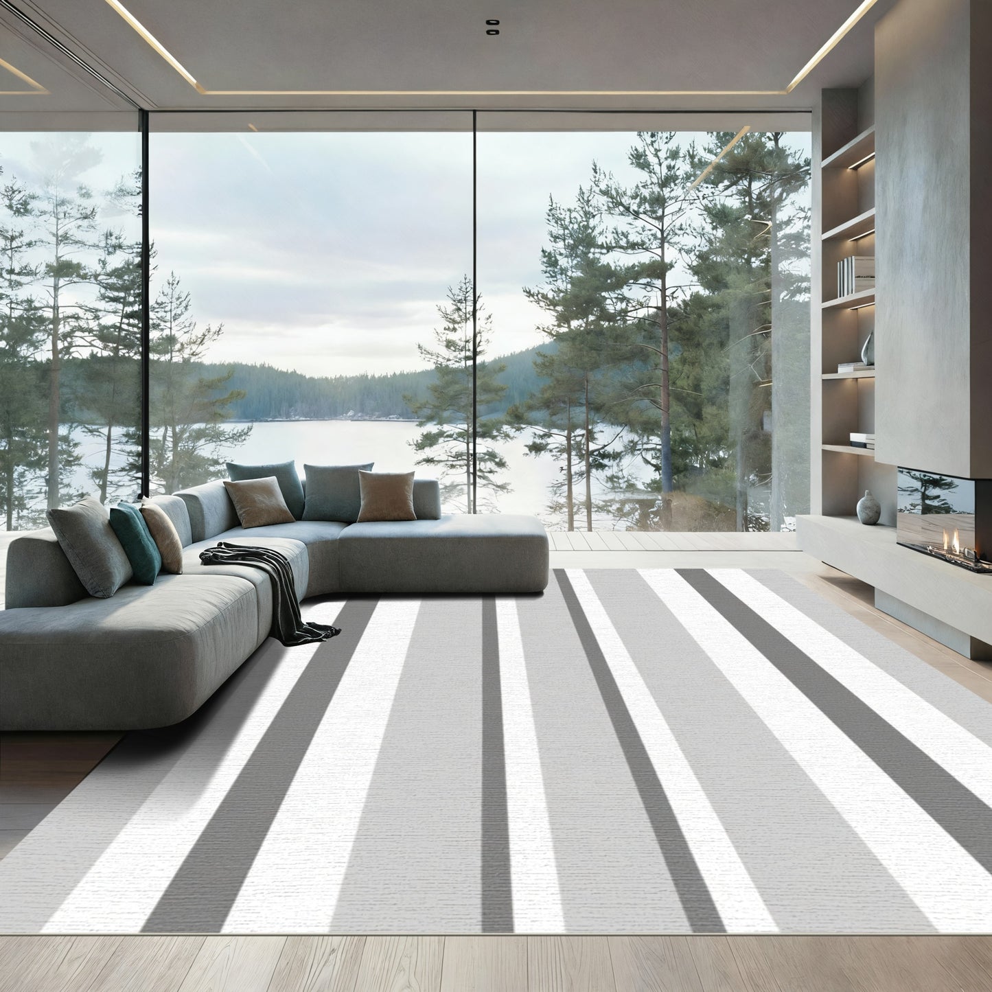 Shades of Gray Vertical Stripe Rug