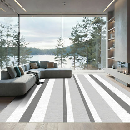 Shades of Gray Vertical Stripe Rug