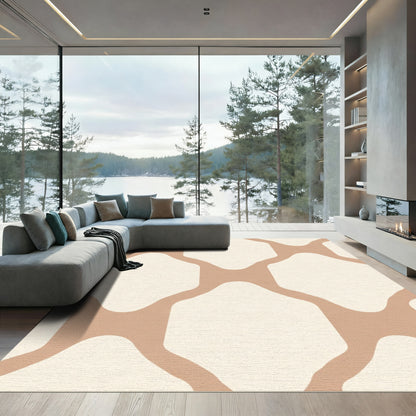 Neutral Tan Geometric Interlocking Shapes Rug