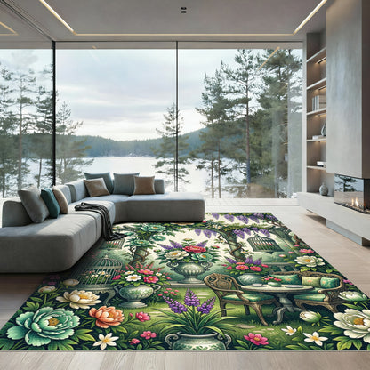 Floral Garden Birdcage Chinoiserie Rug