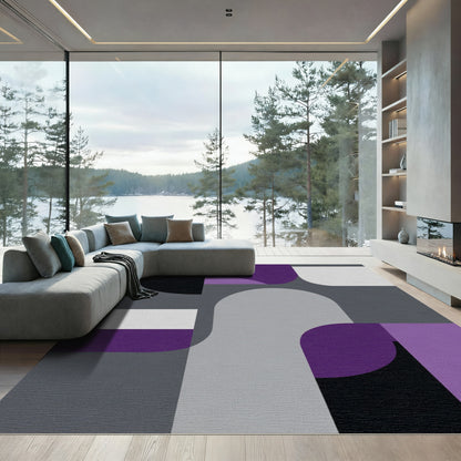 Modern Purple Geometric Arc Rug