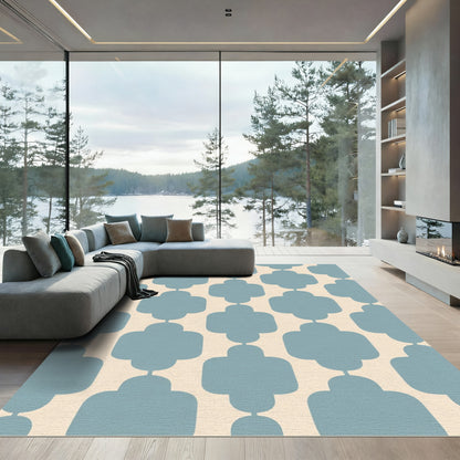 Light Blue Quatrefoil Geometric Rug