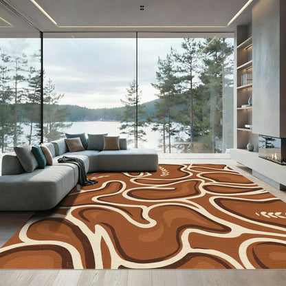 Earthy Tones Organic Abstract Branch Rug