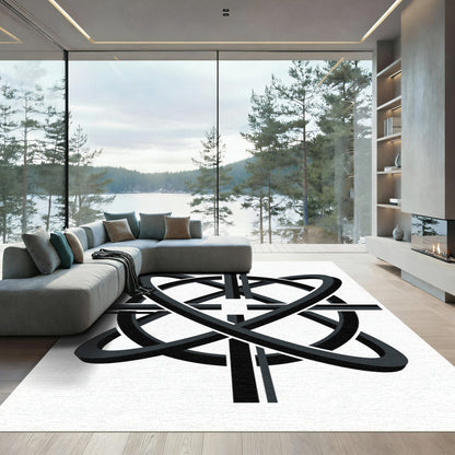 Modern Gray Interlocking Rings Rug