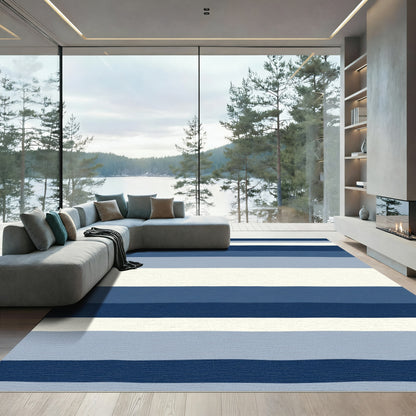 Gradient Blue Horizontal Stripes Rug