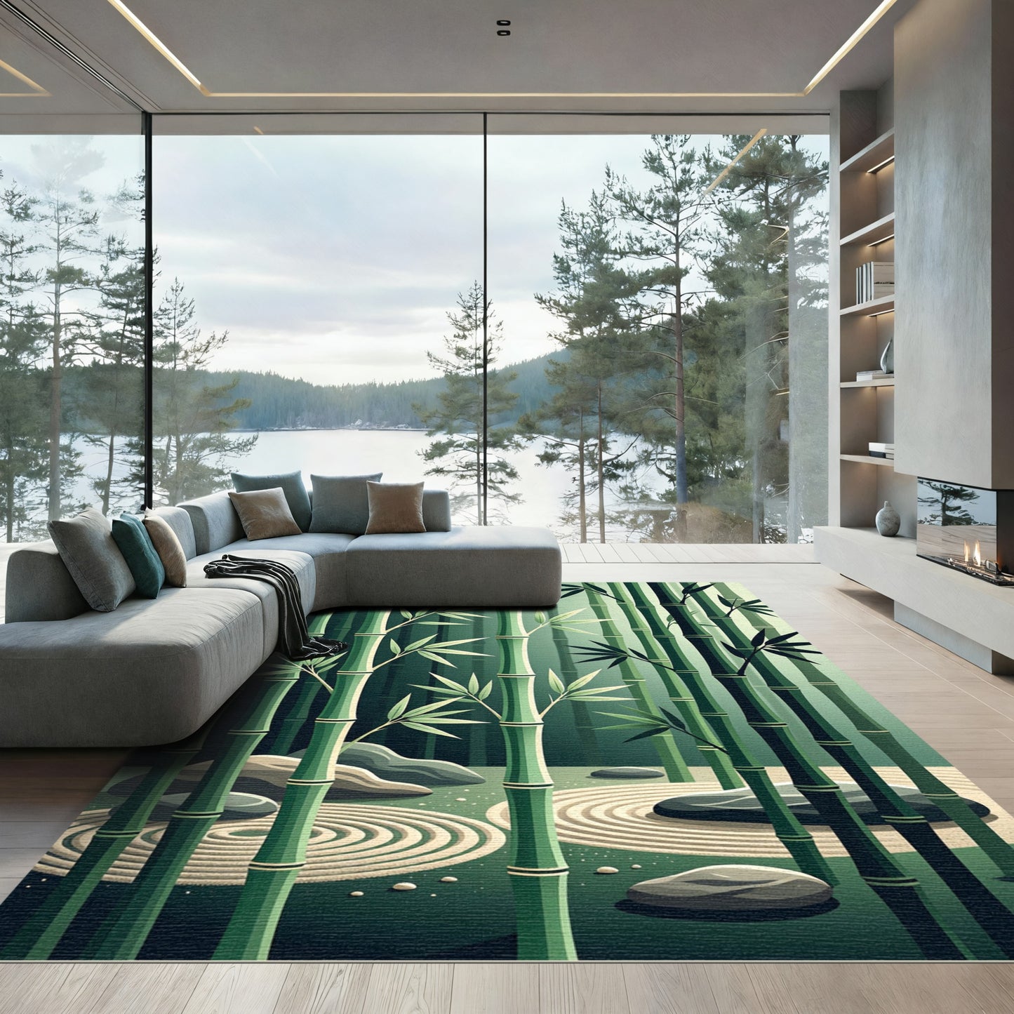 Zen Bamboo Forest Garden Landscape Rug