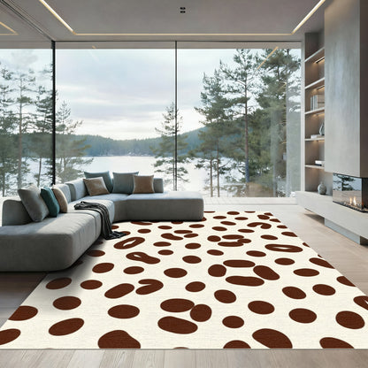 Cream And Brown Dalmatian Spots Rug