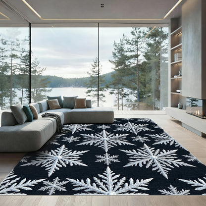 Cool White Snowflake Pattern Rug