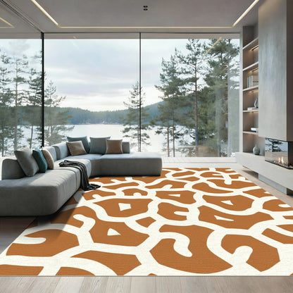 Earthy Giraffe Print Organic Shapes Rug