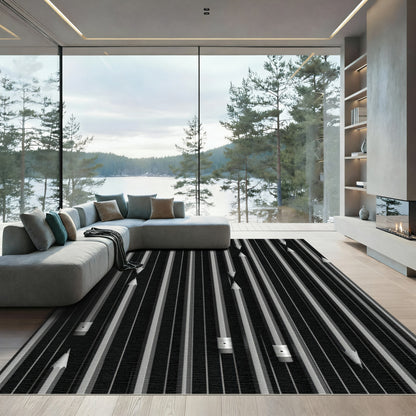 Monochrome Pencil Barcode Stripe Rug