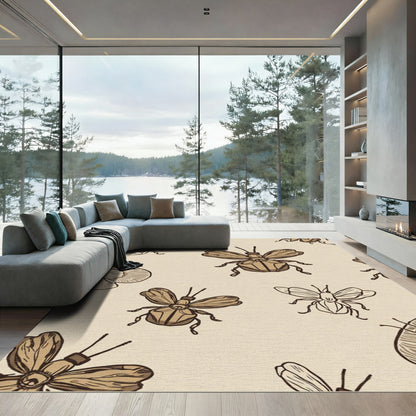 Brown Insect Vintage Sketch Collection Rug