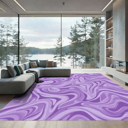 Amethyst Swirl Abstract Fluid Rug