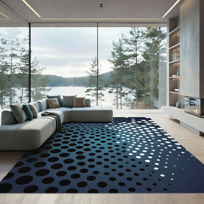 Deep Blue Gradient Dotted Halftone Rug