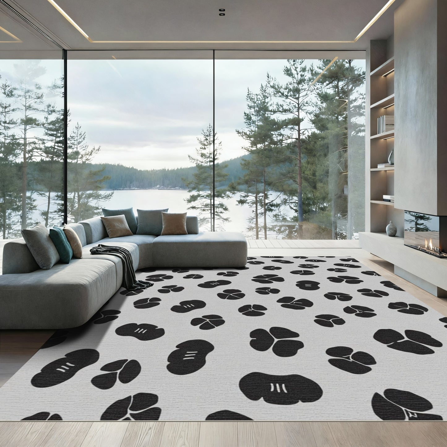 Monotone Abstract Clover Field Rug
