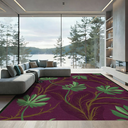 Vibrant Plum Botanical Swirl Rug
