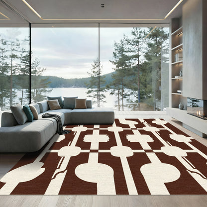 Cream and Brown Geometric Lattice Rug