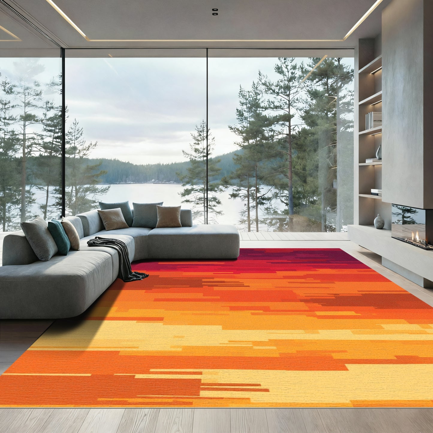 Sunset Gradient Horizontal Stripe Area Rug