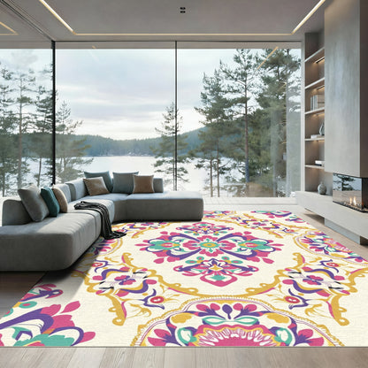 Vibrant Medallion Floral Damask Rug
