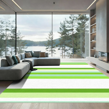 Earthy Green Horizontal Stripe Accent Rug