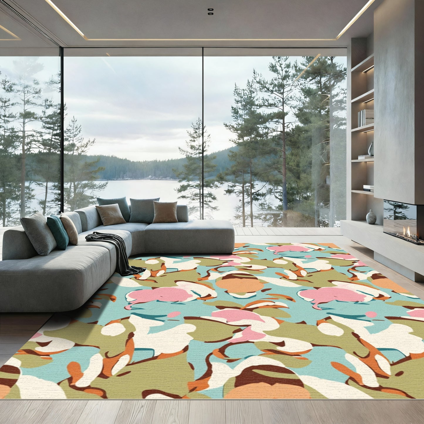 Pastel Colorful Abstract Organic Flow Rug