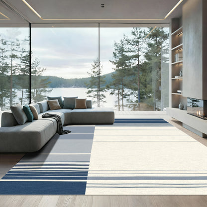 Navy Blue Graduated Stripe Rug