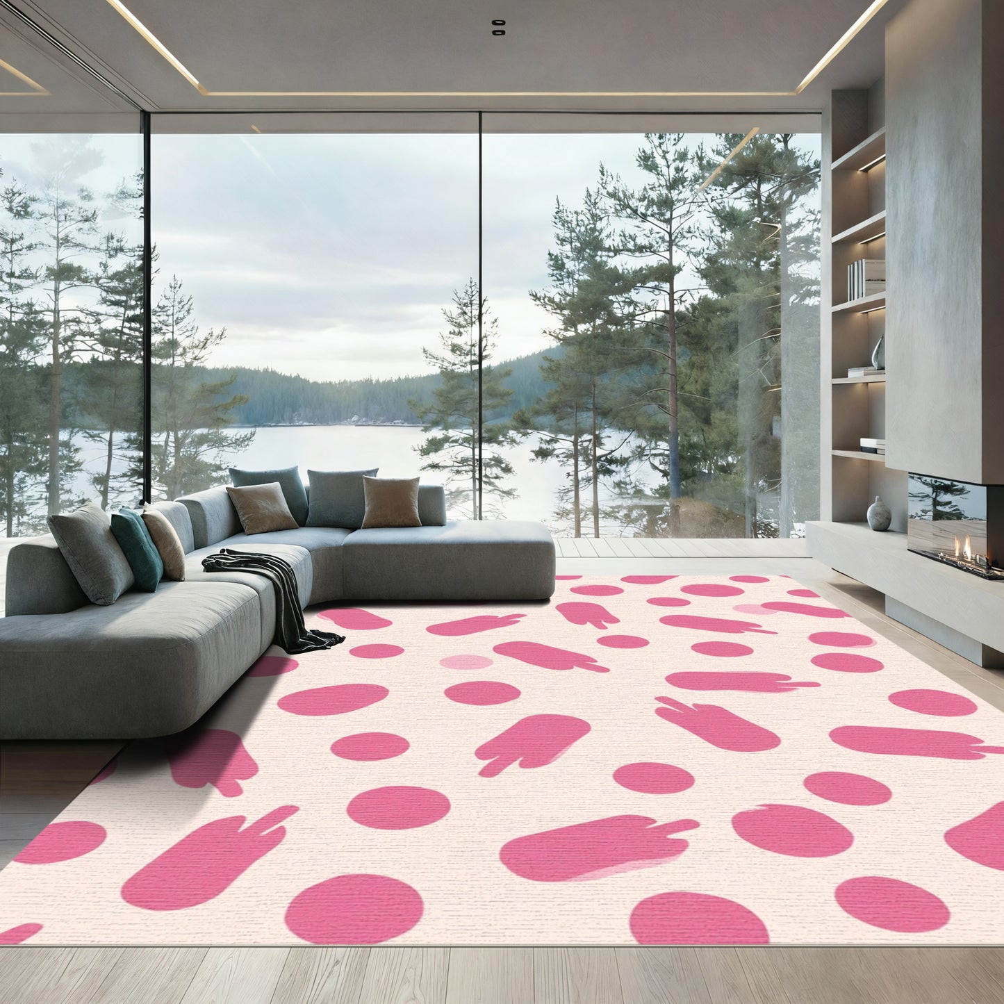 Playful Pink Blob Circles Rug