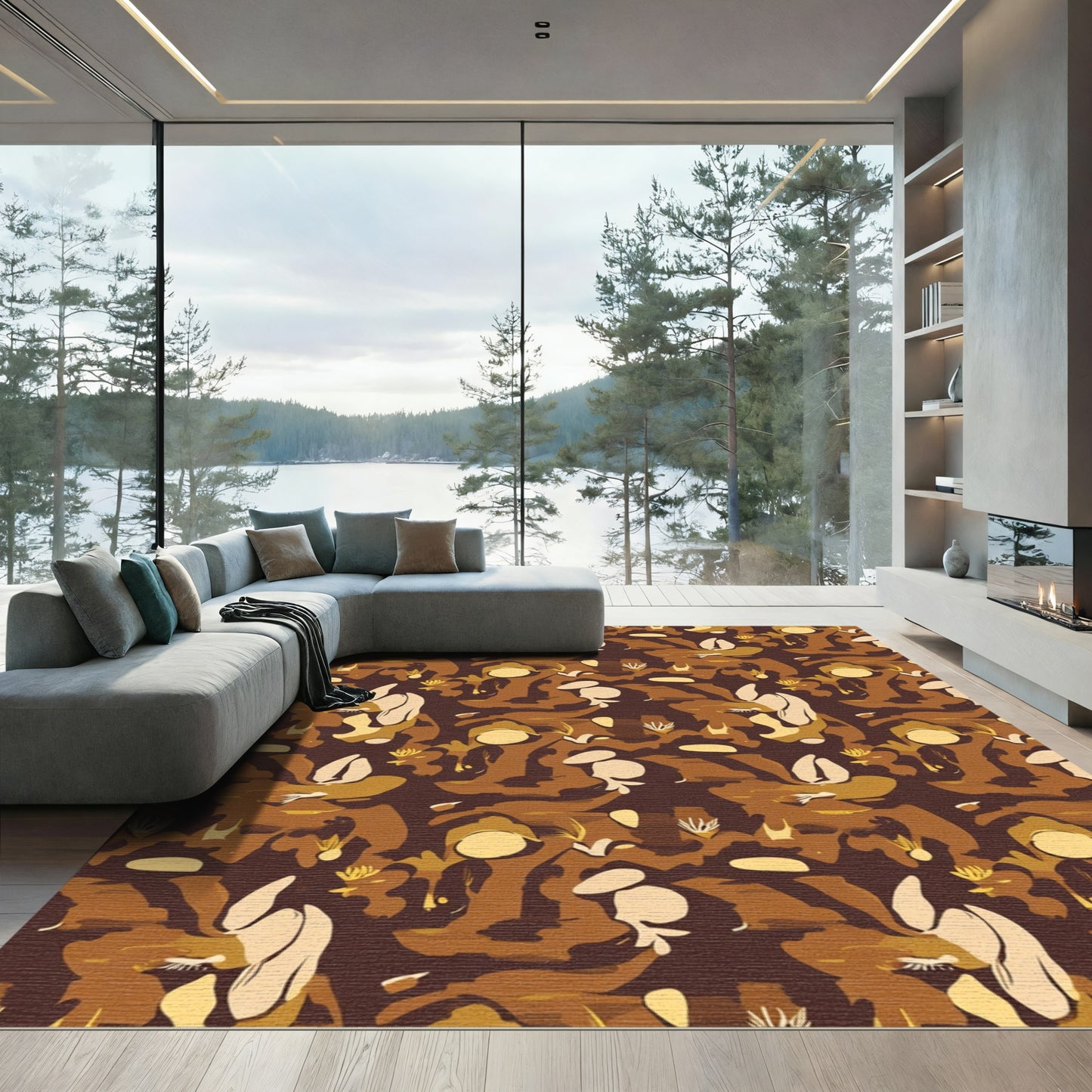 Earthy Tones Camouflage Abstract Flow Rug