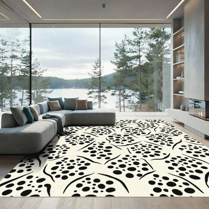 Black Dots Organic Abstract Rug