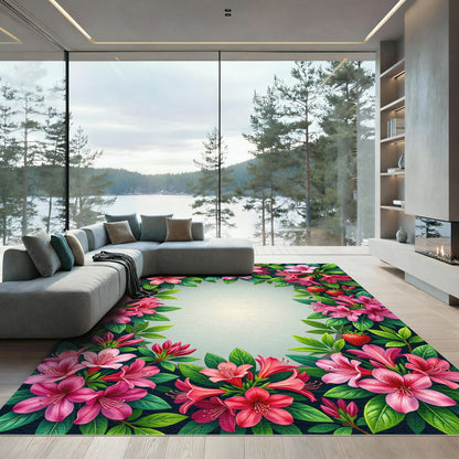 Pink Azalea Berry Floral Garland Rug