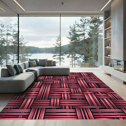 Woven Coral Lattice Texture Rug