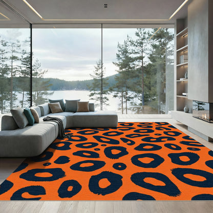 Bold Orange Leopard Spot Rug