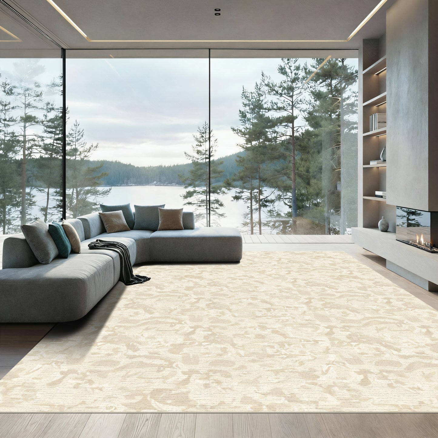 Creamy Abstract Marble Texture Rug