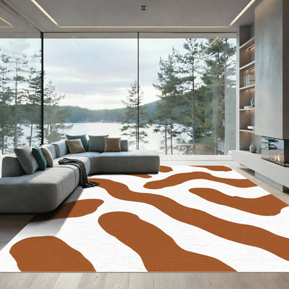 Earthy Brown Wavy Organic Stripes Rug