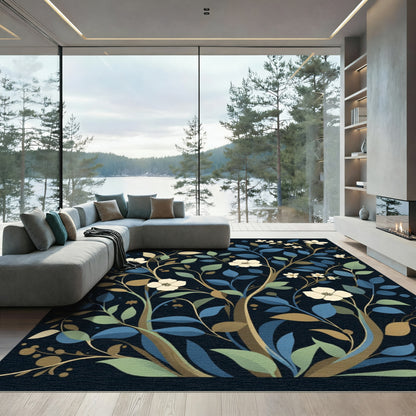 Cream Floral Botanical Vine Rug