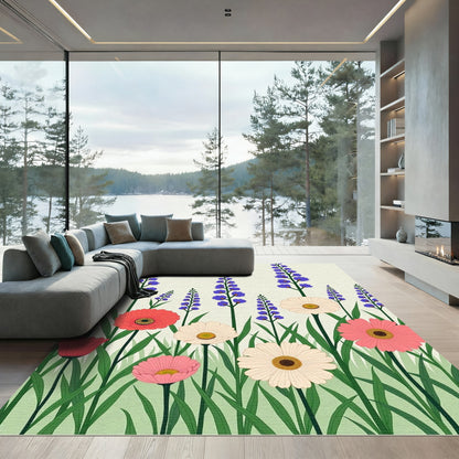 Vibrant Floral Garden Meadow Rug
