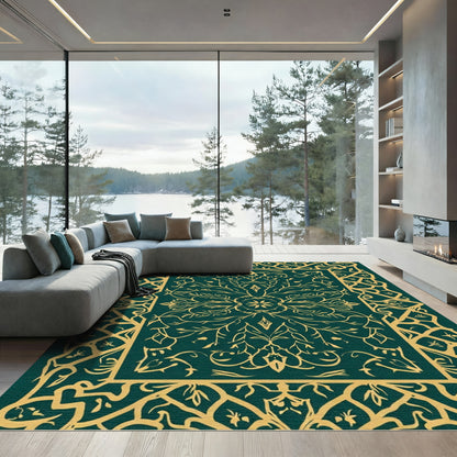 Rich Emerald Botanical Medallion Rug