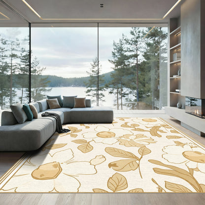 Cream Botanical Blossom Garden Rug