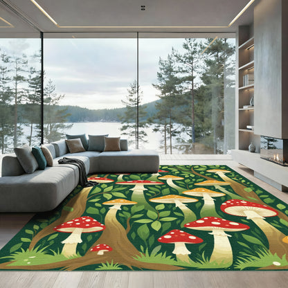 Whimsical Forest Mushroom Grove Rug