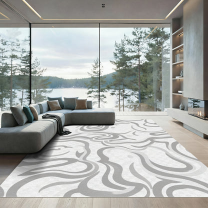 Abstract Gray Swirls Rug