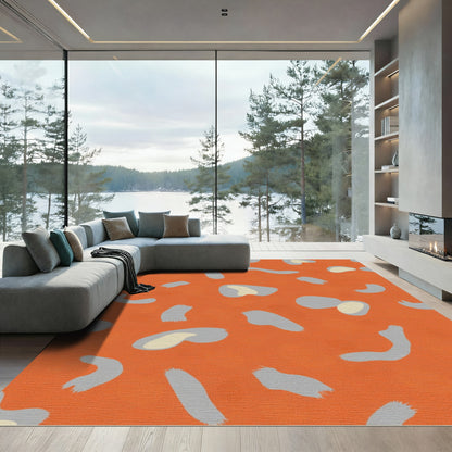 Orange Gray Abstract Spots Rug