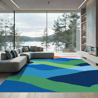 Abstract Horizon Orange Sun Layers Rug