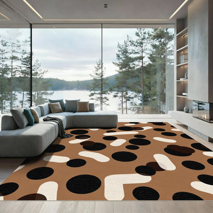 Brown Beige Black Scattered Shapes Rug