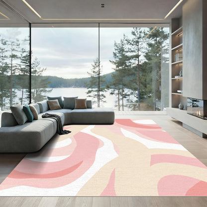 Soft Coral And Cream Swirl Rug