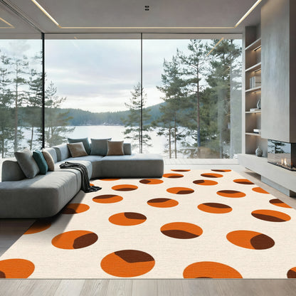 Orange Brown Polka Dot Circles Rug