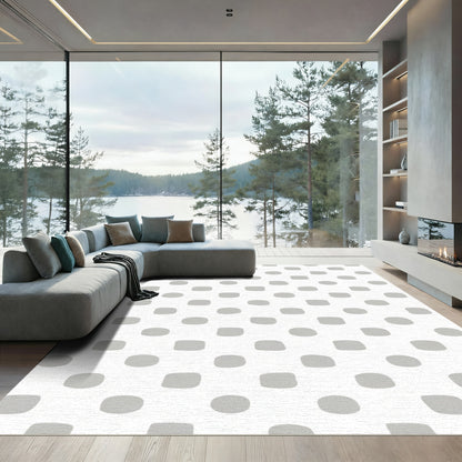 Soft Gray Rounded Square Dot Rug