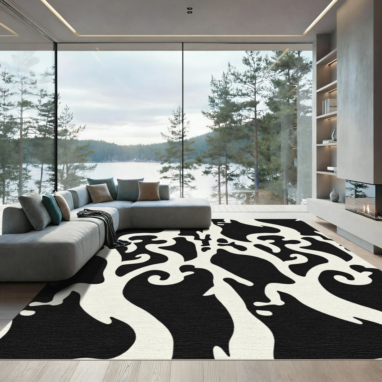 Black Bone Organic Ivory Flow Rug
