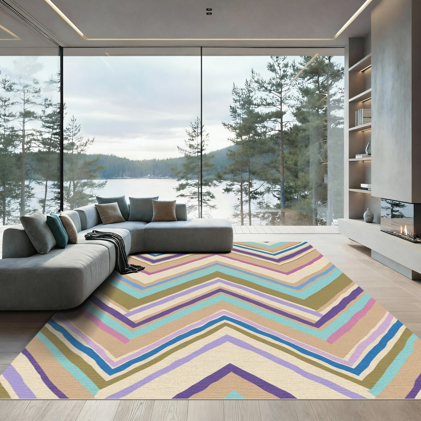 Earthy Chevron Stripe Palette Rug