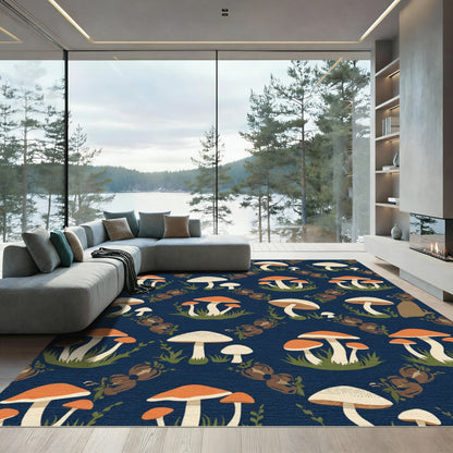 Autumn Forest Mushroom Cluster Rug