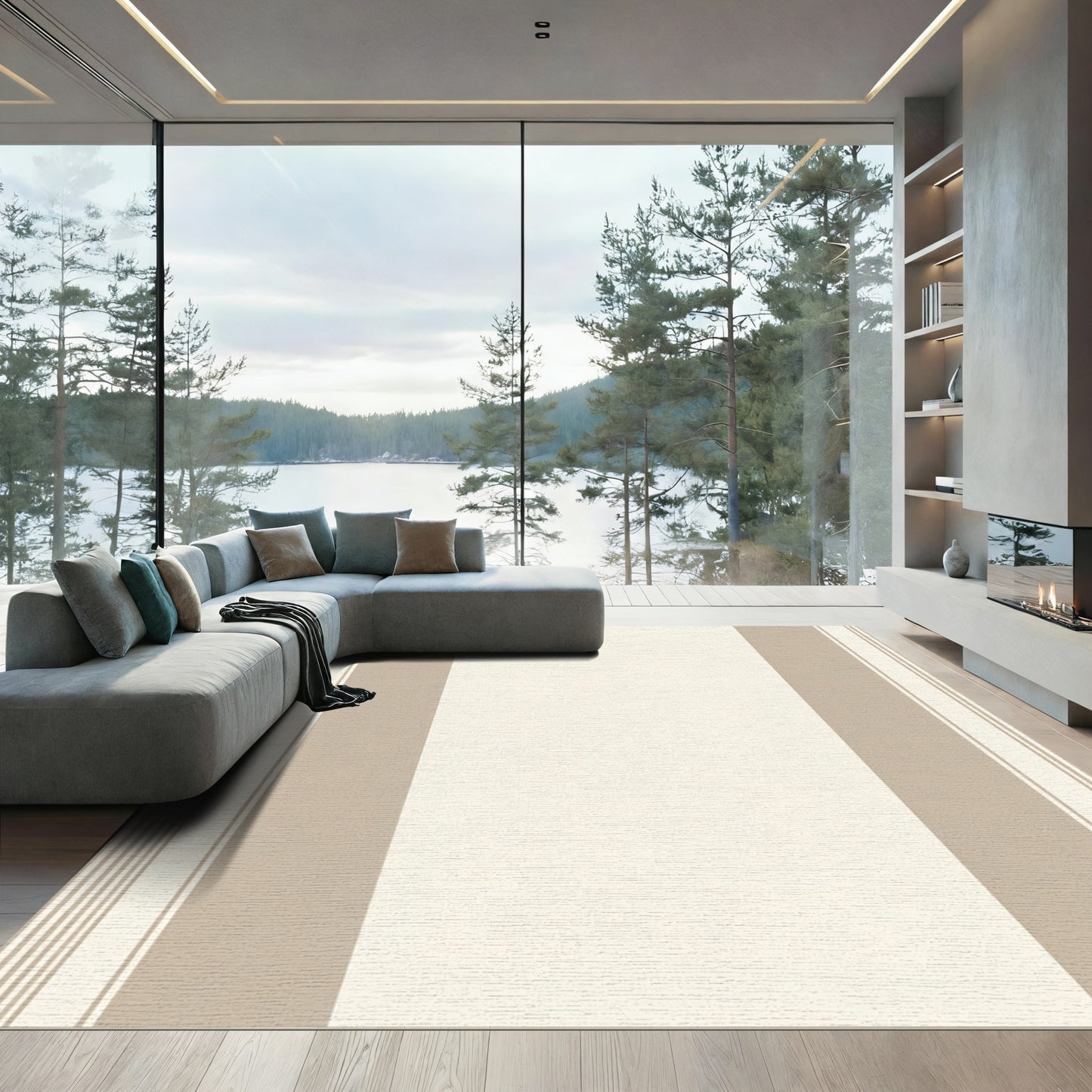Neutral Tone Vertical Stripe Rug